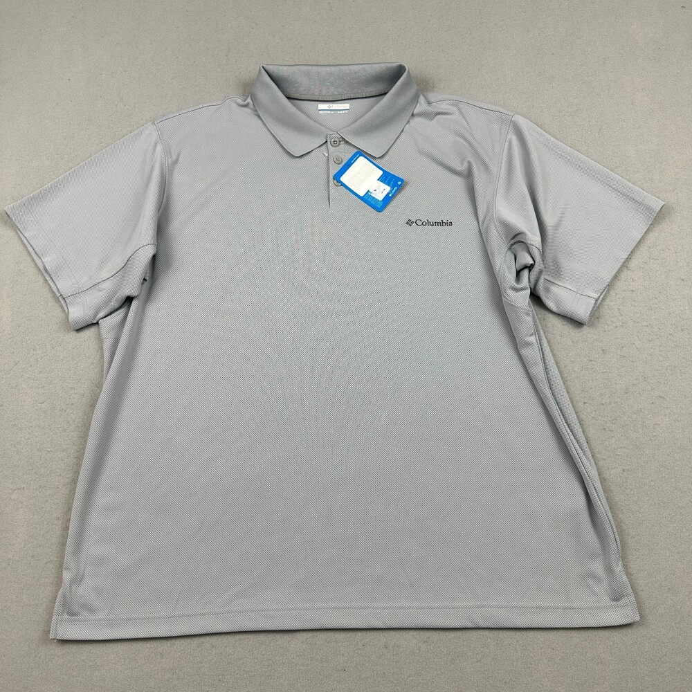 Columbia Polo Shirt 2XL Gray Solid Omni Shade 30 UPF Short Sleeve XXL